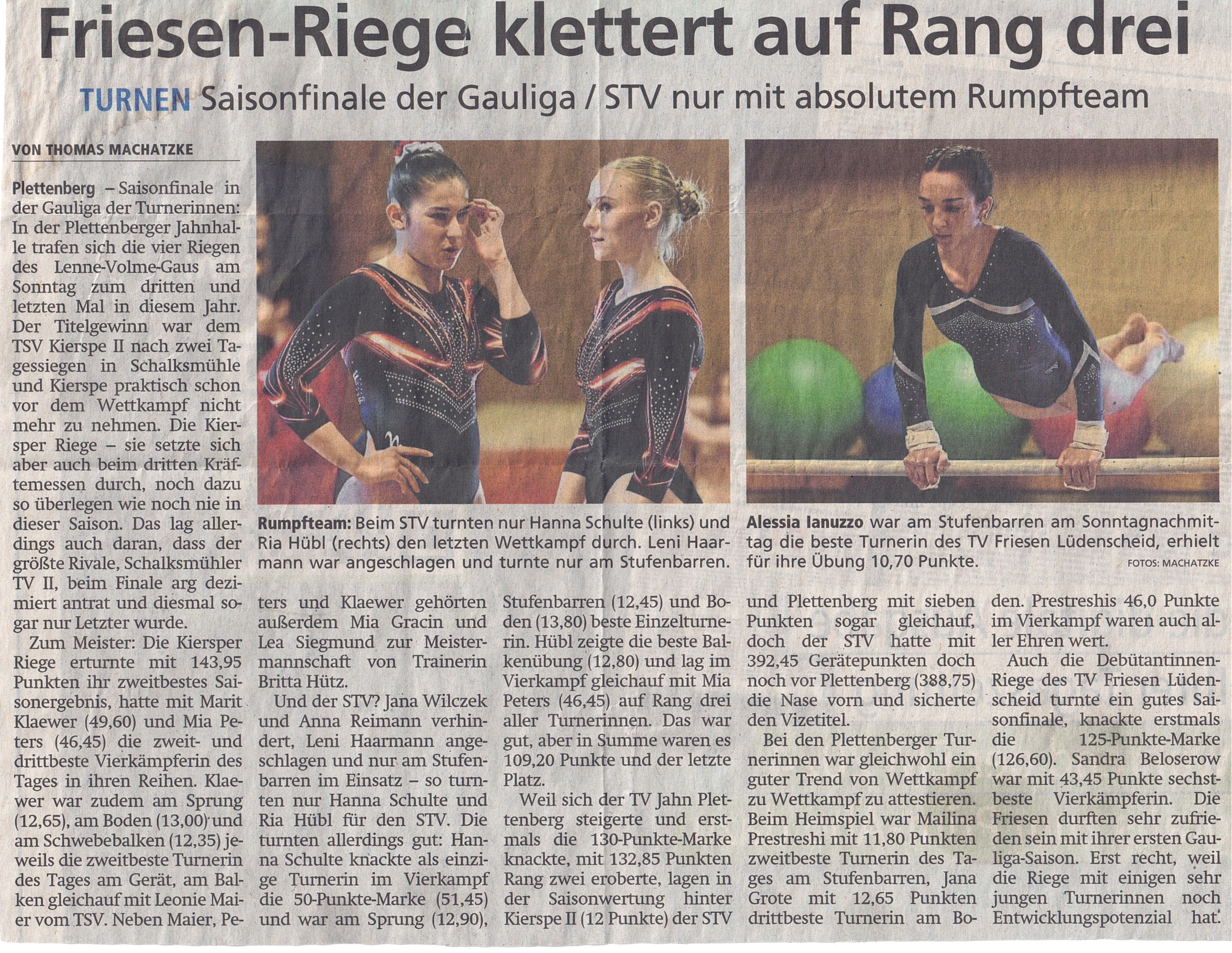 Bericht Gauligawettkampf 3, weiblich 2024